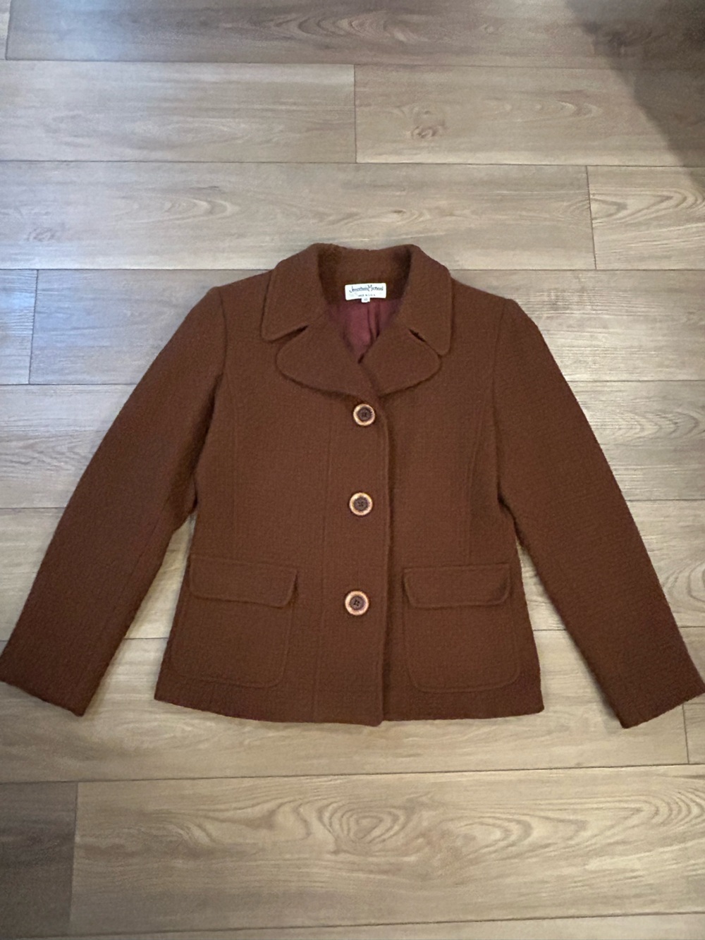 Vintage 80s-90s Jonathan Michael Wool Blend Brown Blazer Jacket USA Size 10